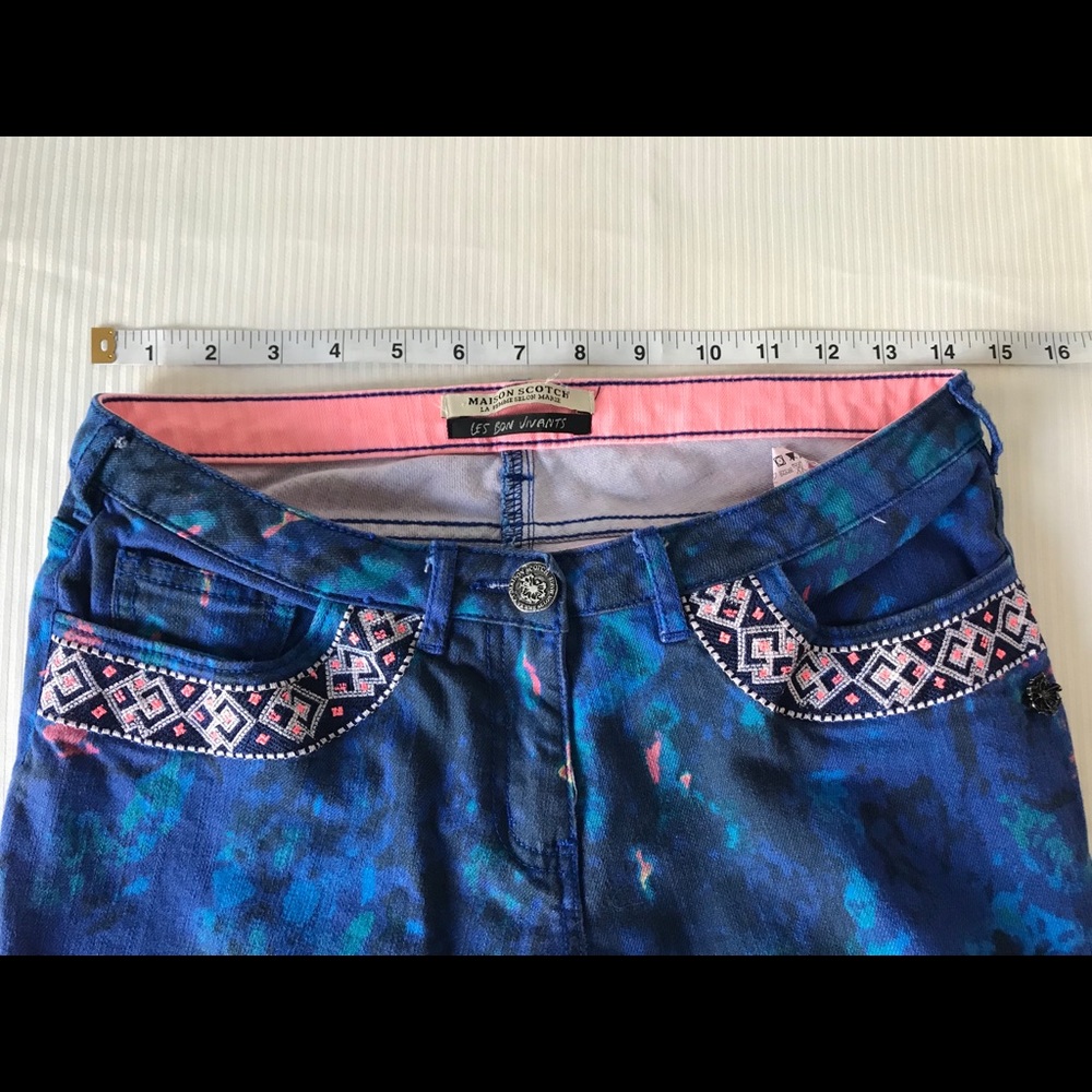 Maison Scotch Cobalt Printed Stretch Skinny Jeans